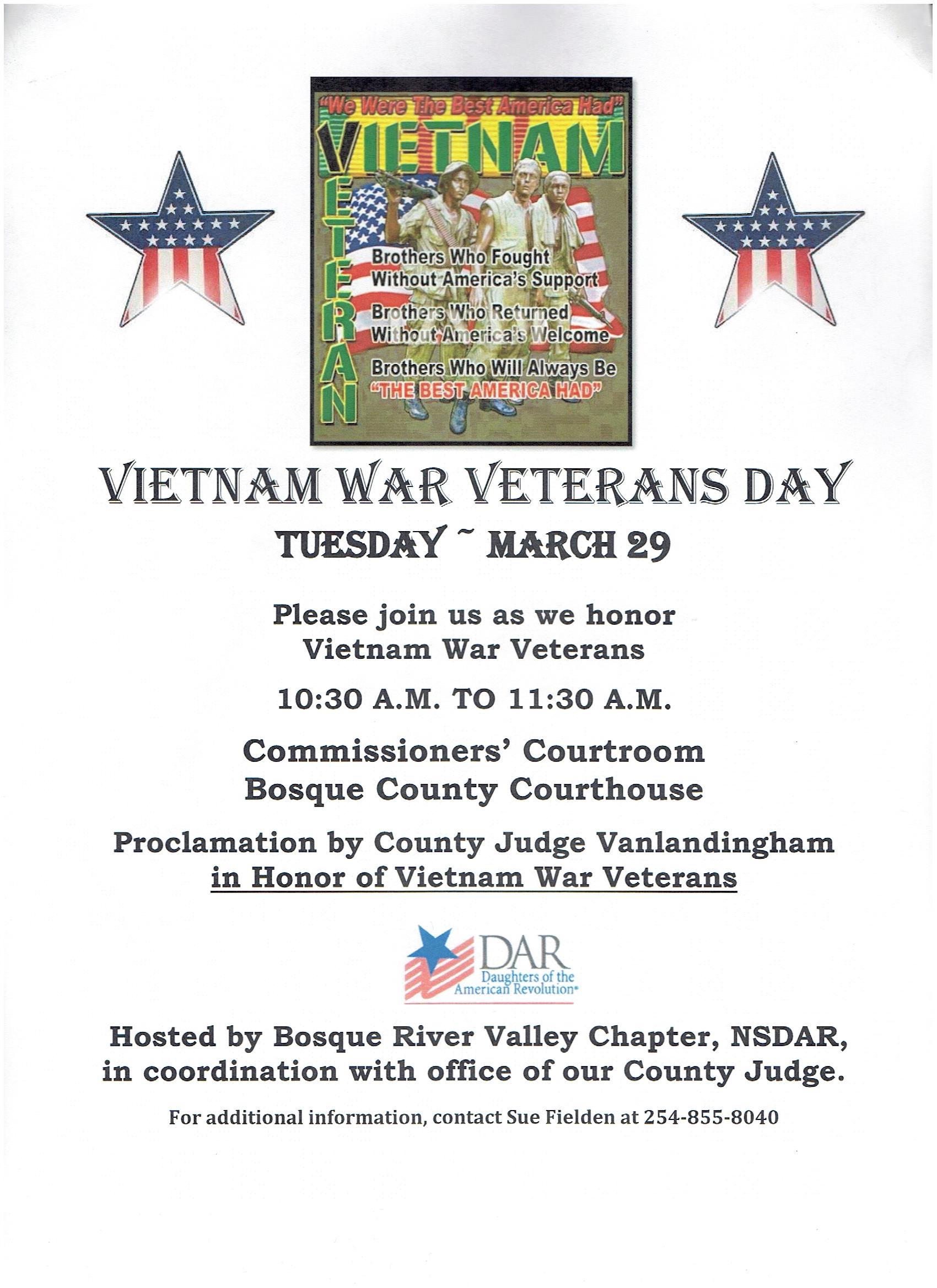 Vietnam War Veterans Day "Top of the Hill Country"